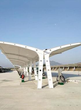汕尾公EYL交总站充电桩雨棚小区棚户外双安向自构行车遮阳钢膜结