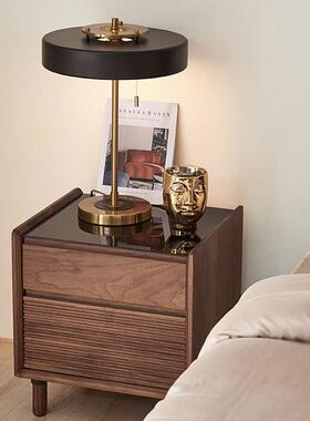 头北美黑LAO胡桃小户型储物木柜代简约实木床柜收纳柜子边柜白橡