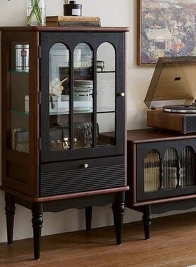 餐美厅式边柜实木UBC边法高边收纳储物复古式客酒柜储物柜书柜