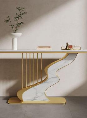 档门高厅玄关柜走DKO廊半圆端台奢轻岩板玄关桌入户靠墙创意景玄