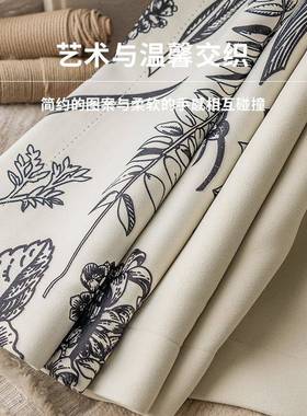 法复古印花遮WUI光柯窗帘丹客麦式丝绒花布拼接窗帘厅卧室绍兴桥