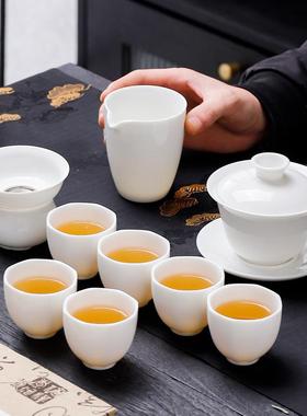 德化羊KY-00258脂白瓷茶具家用客茶厅高档泡陶壶瓷侧玉把盖碗办公