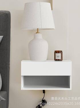 简约壁挂床头小户型柜悬抽屉柜网红风地床边小柜子不BTP空落床头