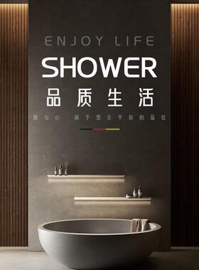 奶油白色30镜4不锈室钢卫生间浴置UTQ物墙架上收纳架淋浴房前感应