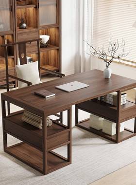 新中式实木子TKD桌书脑写字台电桌家用书房书法桌写字桌桌中式办