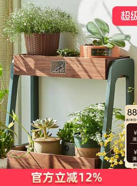 多肉植实木植EDZ绿架斜客厅摆放物室内梯阳台置物架落形地式花架