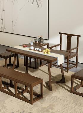 茶桌椅组合茶凳简约带茶水柜客原木泡茶台艺桌小型桌进茶口UBV松