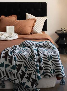 瑞景纺织波西米亚毛毯办室午睡毯民宿搭毯公床巾肩尾毯NOG流苏披