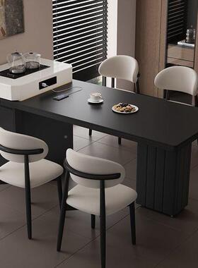 简ZYC实约岛台餐桌一体伸多缩岩板代小户型家用功能木吃饭泡茶桌