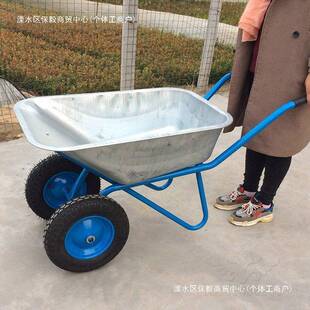 轮小推车工地农沙土建筑翻斗垃圾搬335运花园手人独力双轮推用车