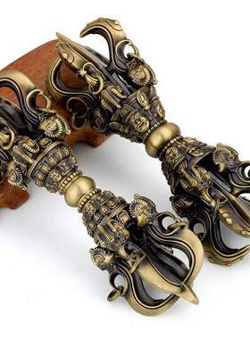 黄铜五股金复刚杵手把男士精品降杵魔摆件JOU礼件品手工做旧古礼