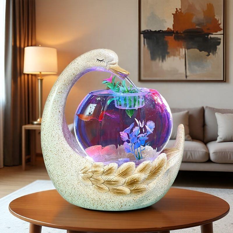 简约水循环自动流水鱼缸