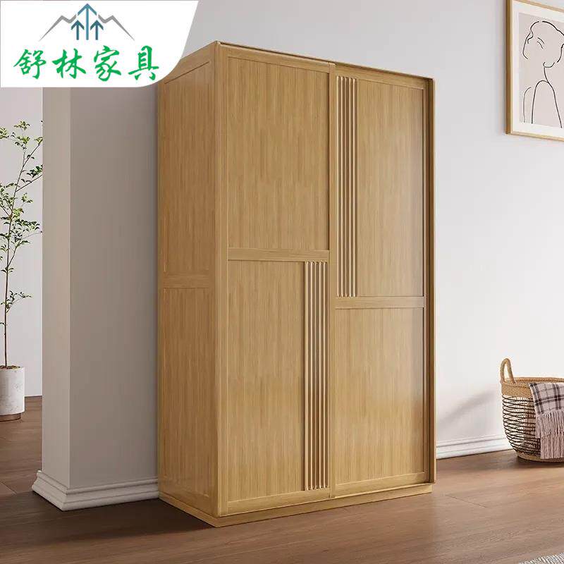 实木推拉门衣柜北欧简约现代家用卧室柜轻奢小户型组合收纳储物柜