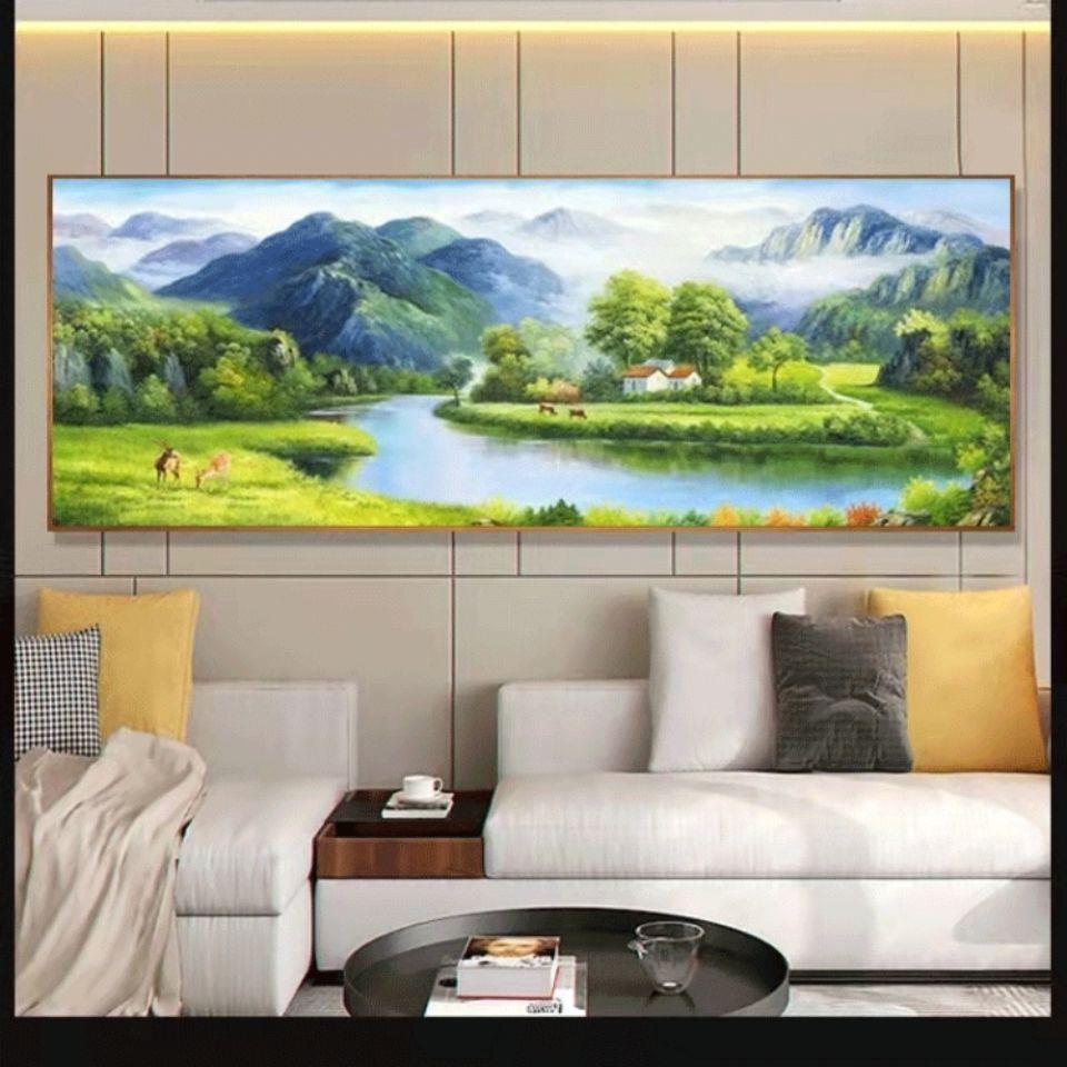 纯手绘油画山水风景聚宝