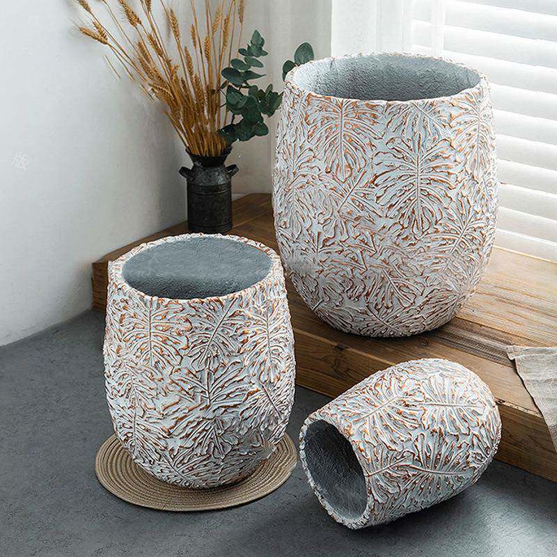 户外大号圆形水泥花盆北F99074-2商欧场镁办泥箱网花红公室庭院花