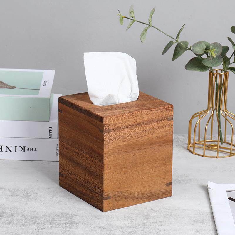 现货店抽纸盒酒拉实木纸巾收纳子-底部抽式办公室桌盒面纸巾盒