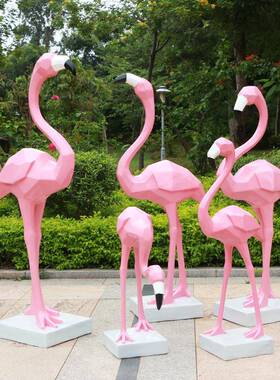 简约现代鸟块几何火烈件户摆外玻璃钢面鸟类雕塑园林景观装BFW饰