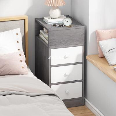 超窄床柜现你代简约卧小室实木51217色夹缝床边头柜子型收纳柜迷