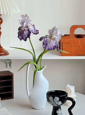 保湿手感油画鸢尾高仿鸢尾花软装假花装饰品餐桌客厅装饰摆件