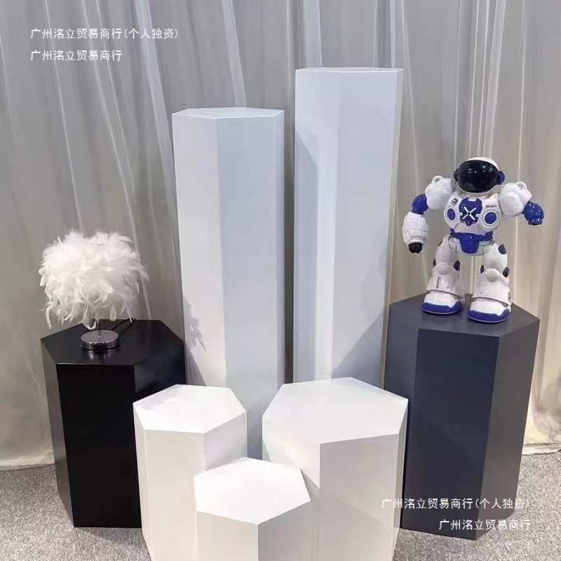 六边形木质烤漆展示台圆柱方形组合异形柜展示台服饰花店展示台