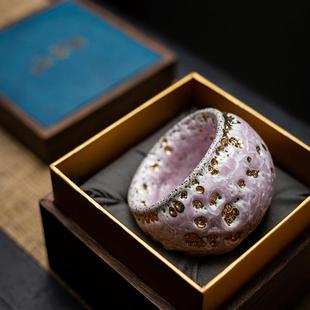 志野烧丹粉虫洞点金禅定杯陶瓷主人杯中式复古品茗杯茶碗茶盏单杯