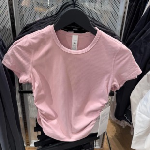 露露乐蒙 螺纹运动上衣短袖 All Takes系列修身 T恤女 lululemon