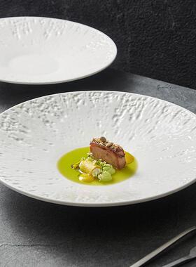 BCZ家牛用白色创意子陶瓷盘高级感轻盘奢西餐排盘致好精看的菜盘