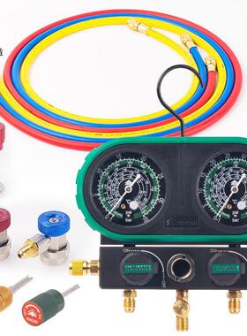 用鸿家汽车加森氟HS-MVS60表R34aR410R32冷1媒加液双表汽车空调雪