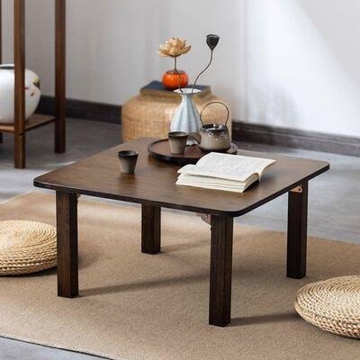 叠炕桌实木方米桌楠竹榻正方形吃饭桌小茶几无品牌/炕上学折习飘