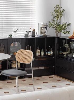 北欧实木书柜家用自小户型组由合IJQ收纳电视客厅简约黑色储物柜