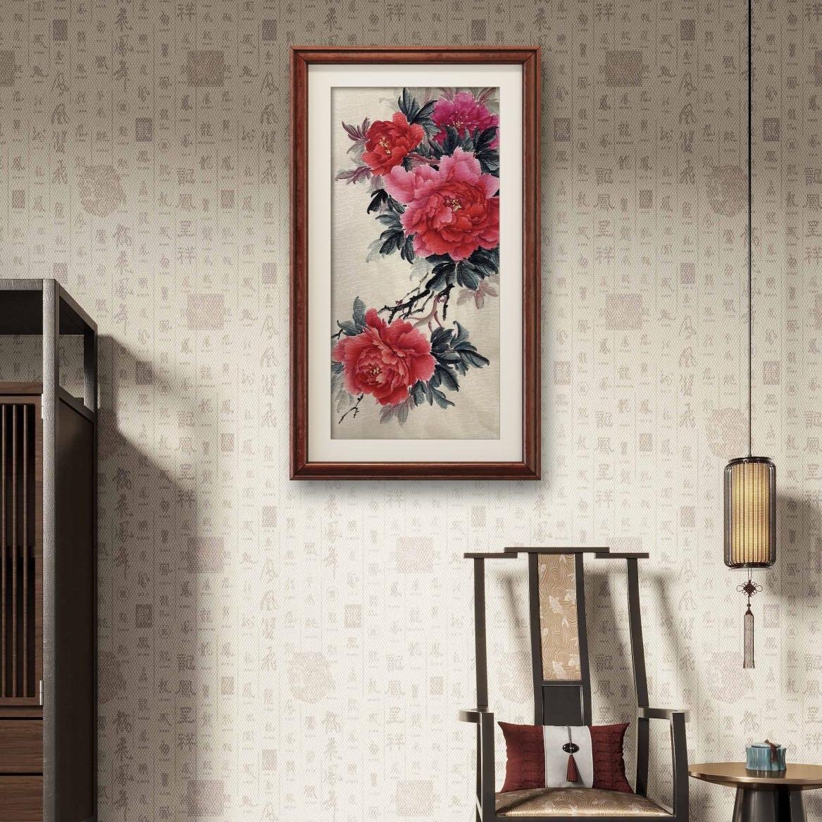 四尺四开小写意牡丹国画,鸿运当头系列,家居挂画,纯手绘作品