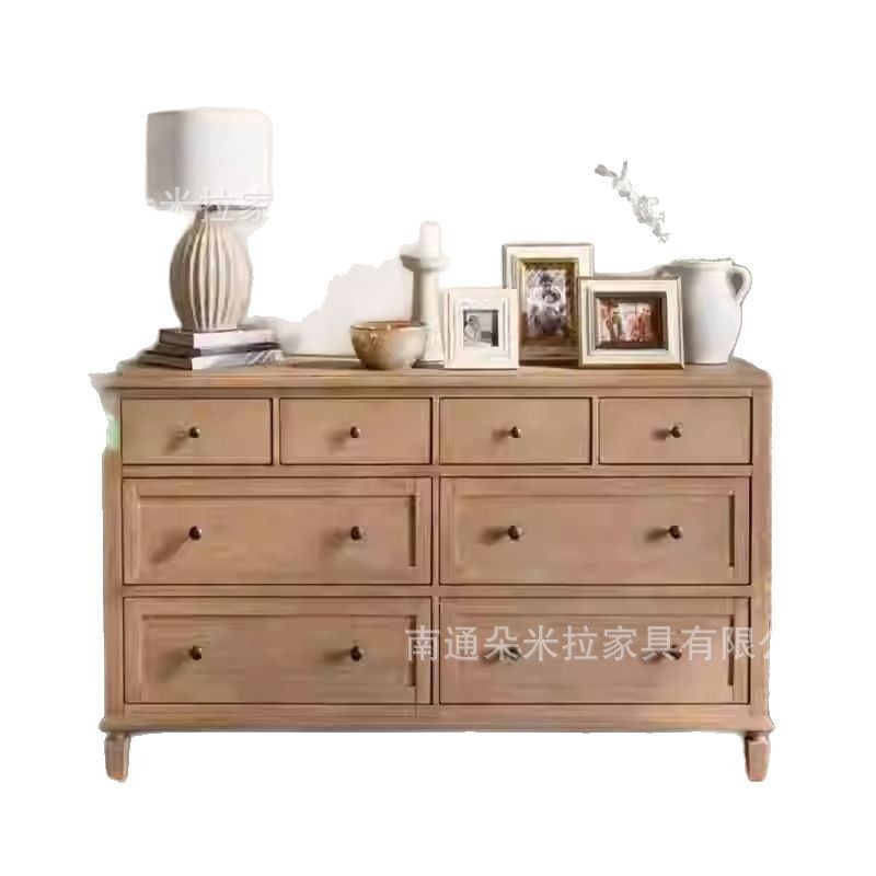 RH美式复古实木八斗柜储物柜卧室床边柜法式客厅玄关柜组合柜收纳