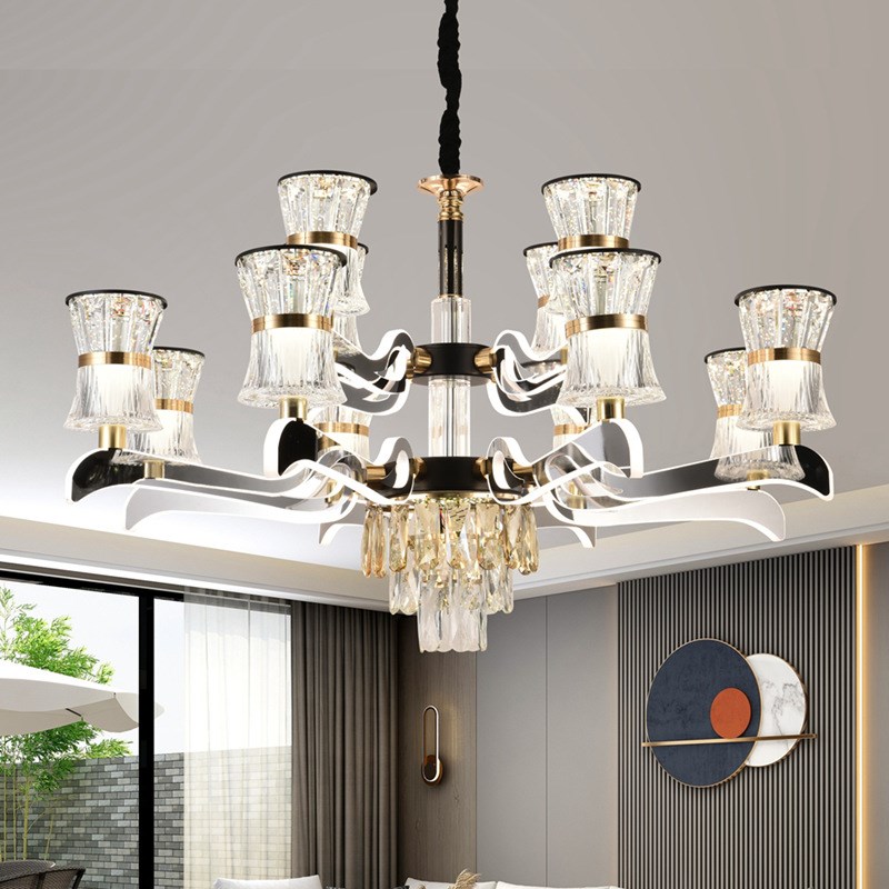 欧式吊灯现代简约客厅灯大气餐厅灯金色温馨简欧水晶吊灯新款灯具