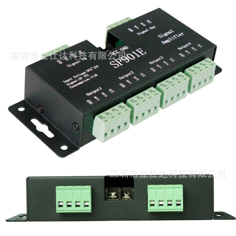 sp901e 幻彩放大器 多台多路同步流水回流灯带跑马流星幻彩控制器