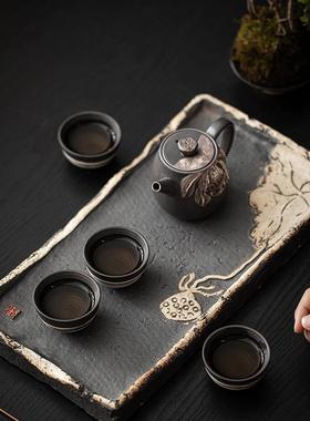 用套泡茶套具装复古粗陶茶盘茶壶茶杯家功夫茶家整80650用办公会