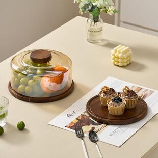 蛋糕盘木块质点JZB托心试吃带玻璃盖甜品玻璃罩切蛋糕盖盘面包甜