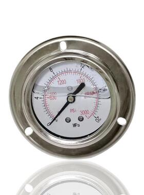 全钢耐震压力表不锈钢轴向带前边304埋入法兰YNBF60ZT 20MPA G1/4