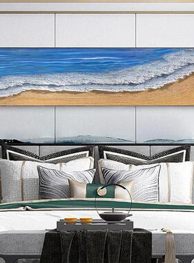 海浪厅XG-A154肌理石英砂纯手幅绘油画客大横幅装厚饰画蓝色大海