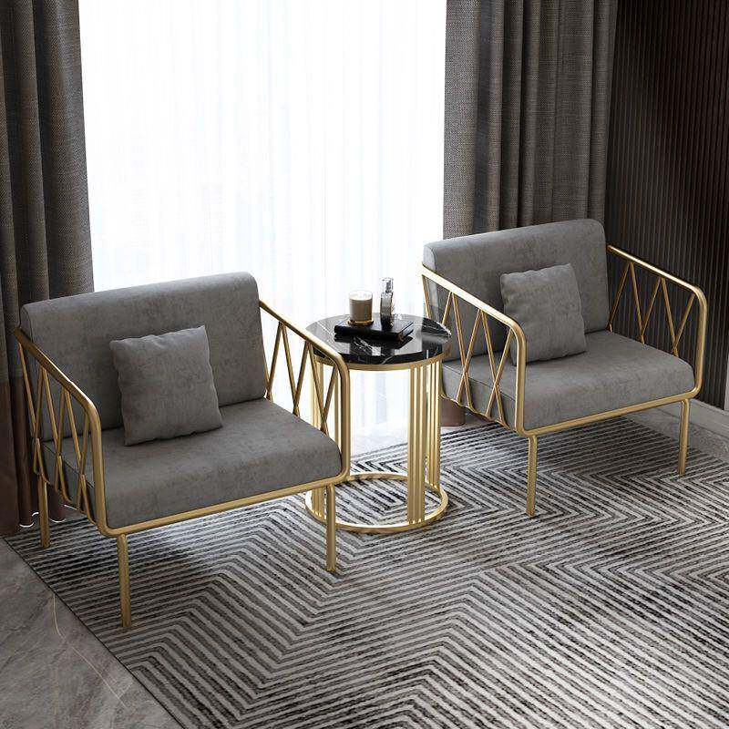 现网代简约奢轻金色铁艺沙发服装店发红单人沙椅客厅99789沙发茶