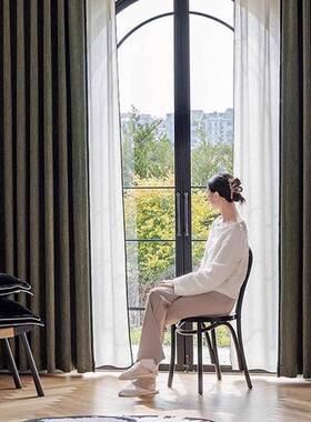 黑边复古麻尼古尔遮光窗帘法式中风雪客厅卧室高级棉感93135窗帘