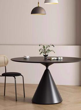 岩板圆法现形餐桌29222式饭洽谈桌纯白色代简约圆桌小户型家用桌