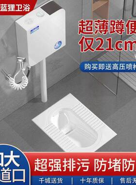 家用陶瓷蹲所便器水箱装整套47654卫间防臭大便生器蹲坑式便池厕