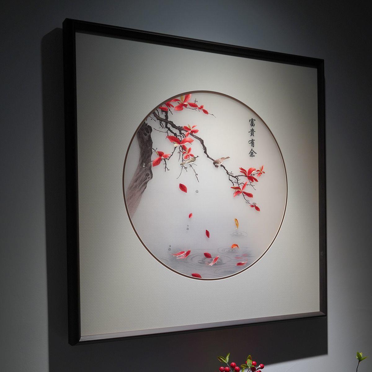 苏绣纯手工绣花餐厅入户