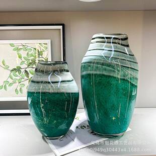 轻奢高117级感手工琉璃花瓶公客厅软装创办室意摆件花样板间插器