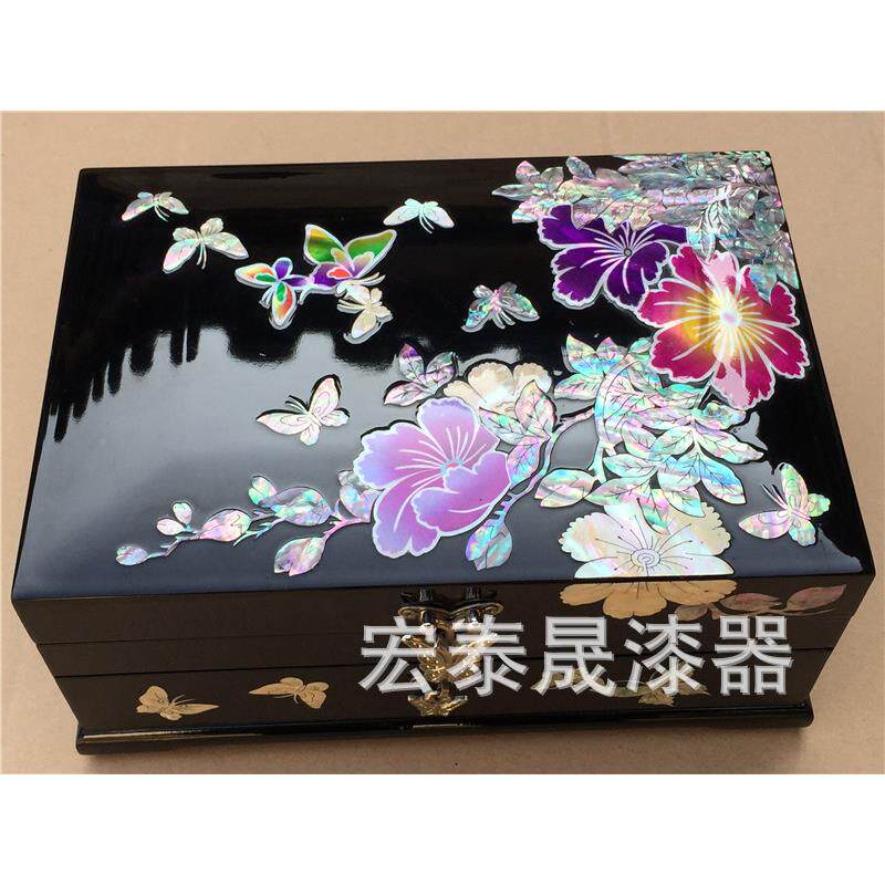 漆鲍鱼壳首UXD盒饰漆器螺钿珠宝盒纪念品礼物贝新中式古器典