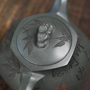 太湖石原CH-1578矿手青段名家堂手工刻画宜兴紫砂壶工直播供头茶