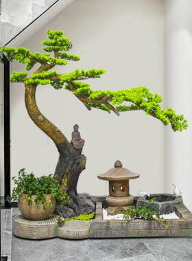 迎客落松树楼梯底下内景观造景玄室关橱装饰窗场景布置地TXJ摆件