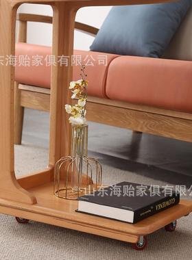 实木沙发边sy-Bj122几子柜带滚轮动移小桌你茶几迷床头小方桌C型