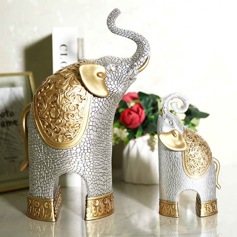 大象招财摆件一对客厅玄关办公室桌面酒柜电视柜家居装饰工艺礼品