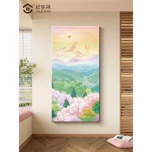 野地美树子入户门玄关装饰画奶油风肌理感砂岩画日出东方走廊挂画